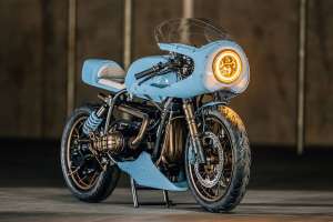BMW R100 café racer in Gulf Blue by 72 Performance USA