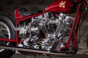 1978 Harley-Davidson FLH chopper with custom frame, by Fatech